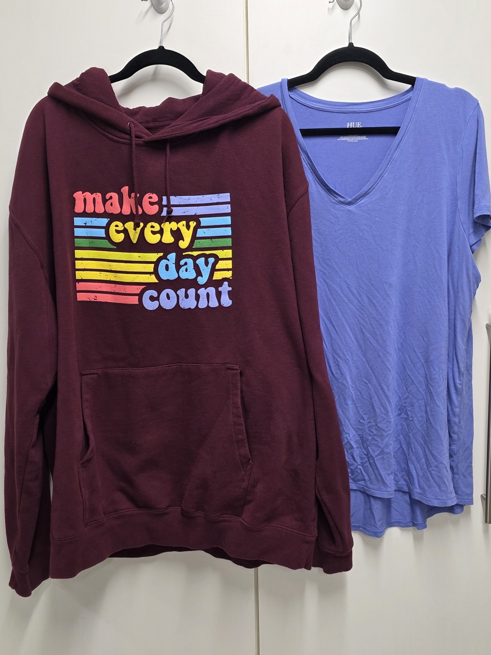 Women’s 2X Bundle Hoodie & V-Neck Tee Casual Lounge Set HUE XXL